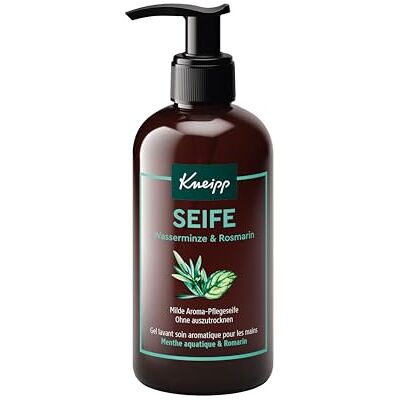 Kneipp Zachte verzorgende zeep met aquatische munt met rozemarijn voor een grondige reiniging van de handen, natuurlijke etherische oliën voor een bijzondere geurervaring, 250 ml Kneipp Zachte verzorgende zeep met aquatische munt met rozemarijn voor een grondige reiniging van de handen, natuurlijke etherische oliën voor een bijzondere geurervaring, 250 ml