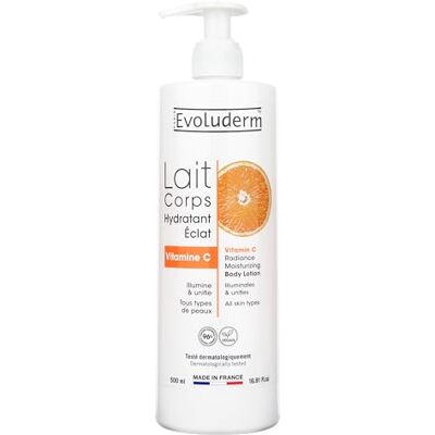 Evoluderm Hydraterende lichaamsmelk vitamine C glans – 500 ml – 96% ingrediënten van natuurlijke oorsprong – veganistisch Evoluderm Hydraterende lichaamsmelk vitamine C glans – 500 ml – 96% ingrediënten van natuurlijke oorsprong – veganistisch