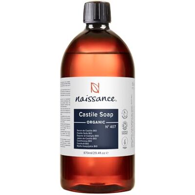 Naissance Natuurlijke biologische gecertificeerde ongeparfumeerde Castile vloeibare zeep 1 liter (1000 ml) veganistisch, vrij van SLS en SLES Naissance Natuurlijke biologische gecertificeerde ongeparfumeerde Castile vloeibare zeep 1 liter (1000 ml) veganistisch, vrij van SLS en SLES