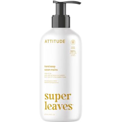 ATTITUDE Handzeep, plantaardige en minerale ingrediënten, veganistische lichaamsverzorging en schoonheidsproducten, citroenbladeren, 473 ml ATTITUDE Handzeep, plantaardige en minerale ingrediënten, veganistische lichaamsverzorging en schoonheidsproducten, citroenbladeren, 473 ml