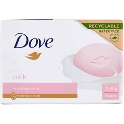 Dove Beauty Cream Bar Vochtinbrengende vaste zeep, roze, 1 stuk, 2 x 90 g Dove Beauty Cream Bar Vochtinbrengende vaste zeep, roze, 1 stuk, 2 x 90 g