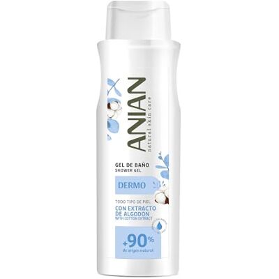ANIAN Dermo douchegel 750 ml met katoenbloesemextract en glycerine, schone en verzorgde huid, neutrale geur, alle huidtypes, 90% ingrediënten van natuurlijke oorsprong ANIAN Dermo douchegel 750 ml met katoenbloesemextract en glycerine, schone en verzorgde huid, neutrale geur, alle huidtypes, 90% ingrediënten van natuurlijke oorsprong