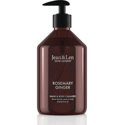 Jean & Len Rosemary & Ginger hand- en lichaamsreiniger voor een geurende reinigingservaring, lichaams- en handzeep in een hoogwaardige fles, frisse geur en Jean & Len Rosemary & Ginger hand- en lichaamsreiniger voor een geurende reinigingservaring, lichaams- en handzeep in een hoogwaardige fles, frisse geur en