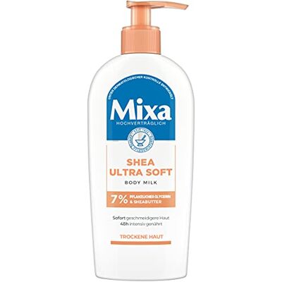 Mixa Shea Ultra Soft Body Milk Intensieve vochtinbrengende crème met sheaboter en plantaardige glycerine voor droge en ruwe huid, 250 ml Mixa Shea Ultra Soft Body Milk Intensieve vochtinbrengende crème met sheaboter en plantaardige glycerine voor droge en ruwe huid, 250 ml