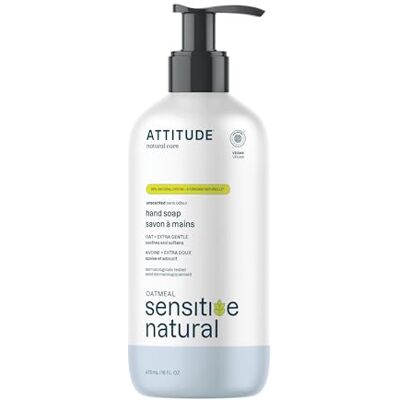 ATTITUDE Handzeep voor havergevoelige huid, CEE-gecertificeerd, dermatologisch getest, veganistisch, extra zacht, geurloos, 473 ml ATTITUDE Handzeep voor havergevoelige huid, CEE-gecertificeerd, dermatologisch getest, veganistisch, extra zacht, geurloos, 473 ml