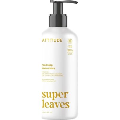 ATTITUDE Handzeep, plantaardige en minerale ingrediënten, veganistische lichaamsverzorging en schoonheidsproducten, citroenbladeren, 473 ml ATTITUDE Handzeep, plantaardige en minerale ingrediënten, veganistische lichaamsverzorging en schoonheidsproducten, citroenbladeren, 473 ml