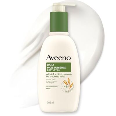 Aveeno Dagelijkse moisturising lichaamsmelk hydrateert 48 uur, beschermt tegen vochtverlies, versterkt de beschermende barrière van de huid en voedt de normale tot droge huid en Aveeno Dagelijkse moisturising lichaamsmelk hydrateert 48 uur, beschermt tegen vochtverlies, versterkt de beschermende barrière van de huid en voedt de normale tot droge huid en