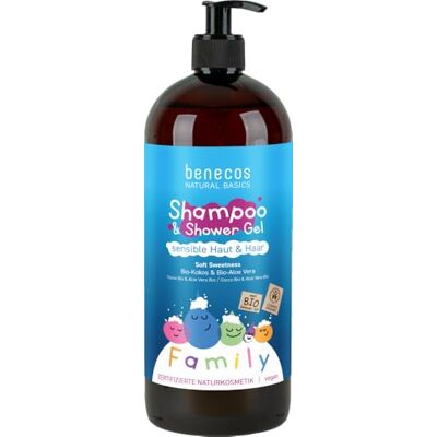 benecos Naturkosmetik 2-in-1 shampoo en douchegel, gevoelige huid en haar, veganistisch, biologische kokosnoot en biologische aloë vera, 950 ml benecos Naturkosmetik 2-in-1 shampoo en douchegel, gevoelige huid en haar, veganistisch, biologische kokosnoot en biologische aloë vera, 950 ml