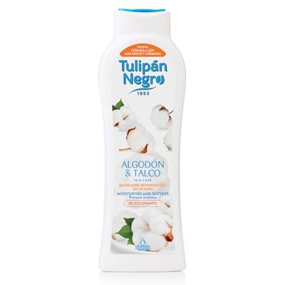 TULIPAN NEGRO Zwarte Tulipan, katoenen bad gel en talco, hydratatie en gladmaking, 720 ml TULIPAN NEGRO Zwarte Tulipan, katoenen bad gel en talco, hydratatie en gladmaking, 720 ml