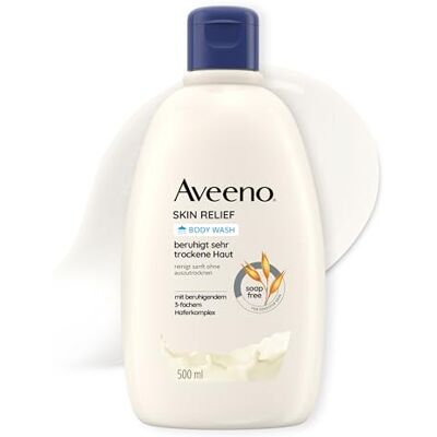 Aveeno Skin Relief Veganistische douchegel zonder zeep met rustgevend drievoudige havercomplex voor zeer droge en gevoelige huid, 500 ml Aveeno Skin Relief Veganistische douchegel zonder zeep met rustgevend drievoudige havercomplex voor zeer droge en gevoelige huid, 500 ml