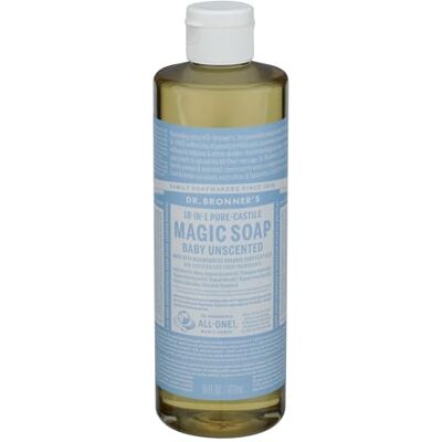 Dr. Bronner's Pure Castille Bio Baby vloeibare zeep, ongeparfumeerd, 473 ml Dr. Bronner's Pure Castille Bio Baby vloeibare zeep, ongeparfumeerd, 473 ml