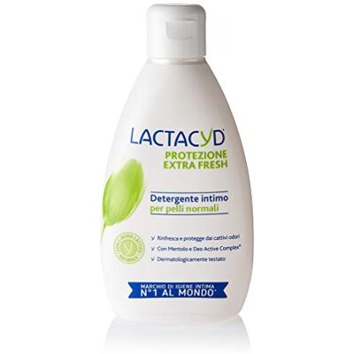 Lactacyd Extra frisse bescherming, reiniger voor intieme hygiëne, normale huid, biedt langdurige frisheid en helpt slechte geuren te voorkomen, dermatologisch getest, 300 ml, 12 stuks Lactacyd Extra frisse bescherming, reiniger voor intieme hygiëne, normale huid, biedt langdurige frisheid en helpt slechte geuren te voorkomen, dermatologisch getest, 300 ml, 12 stuks