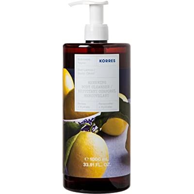 KORRES Basic Lemon Revitaliserende douchegel maat XXL, met een heerlijke geur van verse basilicum en sprankelende citrusakkoord, jumbo size, veganistisch, 1 liter KORRES Basic Lemon Revitaliserende douchegel maat XXL, met een heerlijke geur van verse basilicum en sprankelende citrusakkoord, jumbo size, veganistisch, 1 liter