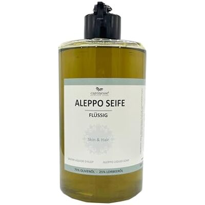 Carenesse Aleppo vloeibare zeep 500 ml, 75% olijfolie, 25% laurierolie, Met praktische doseerdop, 100% natuurlijke ingrediënten Carenesse Aleppo vloeibare zeep 500 ml, 75% olijfolie, 25% laurierolie, Met praktische doseerdop, 100% natuurlijke ingrediënten