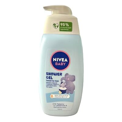 NIVEA Babyshampoo en -bad van top tot teen (500 ml), milde babyshampoo en douchegel met rustgevende kamille, huidvriendelijk en haarvriendelijk douchebad met oogbescherming NIVEA Babyshampoo en -bad van top tot teen (500 ml), milde babyshampoo en douchegel met rustgevende kamille, huidvriendelijk en haarvriendelijk douchebad met oogbescherming