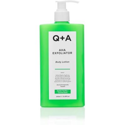 Q+A AHA Body Scrub Lotion (250 ml), peeling, lichaamsverzachting met melkzuur, glycolzuur en vruchtenaha, alternatief voor lichaamsboter, veganistische lichaamsverzorging Q+A AHA Body Scrub Lotion (250 ml), peeling, lichaamsverzachting met melkzuur, glycolzuur en vruchtenaha, alternatief voor lichaamsboter, veganistische lichaamsverzorging