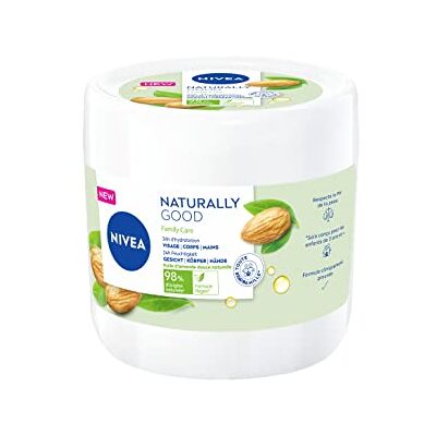 NIVEA NATURALLY GOOD Family Care Multifunctionele crème voor het hele gezin (1 x 450 ml), 3-in-1 crème verrijkt met 100% natuurlijke zoete amandelolie, gezichtscrème lichaam handen NIVEA NATURALLY GOOD Family Care Multifunctionele crème voor het hele gezin (1 x 450 ml), 3-in-1 crème verrijkt met 100% natuurlijke zoete amandelolie, gezichtscrème lichaam handen