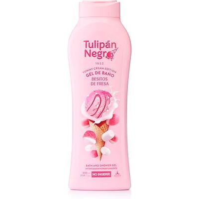 TULIPAN NEGRO Zwarte tulp Besitos aardbeien badgel, 650 ml Voedende en hydraterende douchegel met zachte aardbeiengeur voor een zachte en geurende huid TULIPAN NEGRO Zwarte tulp Besitos aardbeien badgel, 650 ml Voedende en hydraterende douchegel met zachte aardbeiengeur voor een zachte en geurende huid