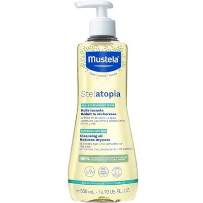 Mustela Stelatopia Badolie, 500 ml, zeer droge of atopische huid, lichaam en haar, baby, kinderen, familie, dagelijkse reiniging, regenereert huidlipiden Mustela Stelatopia Badolie, 500 ml, zeer droge of atopische huid, lichaam en haar, baby, kinderen, familie, dagelijkse reiniging, regenereert huidlipiden