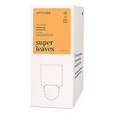 ATTITUDE CEE-gecertificeerde douchegel, dermatologisch getest, kruiden en mineralen, veganistische producten voor persoonlijke verzorging, sinaasappelbladeren, losse navulverpakking, 67,6 oz ATTITUDE CEE-gecertificeerde douchegel, dermatologisch getest, kruiden en mineralen, veganistische producten voor persoonlijke verzorging, sinaasappelbladeren, losse navulverpakking, 67,6 oz