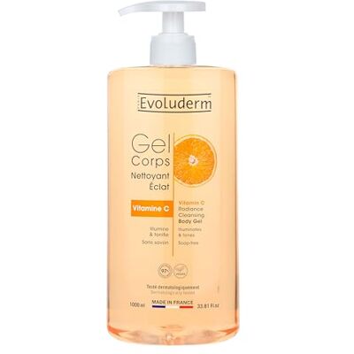 Evoluderm Vitamine C Glow Body Gel 1000 ml 97% natuurlijke oorsprong veganistisch gemaakt in Frankrijk Evoluderm Vitamine C Glow Body Gel 1000 ml 97% natuurlijke oorsprong veganistisch gemaakt in Frankrijk