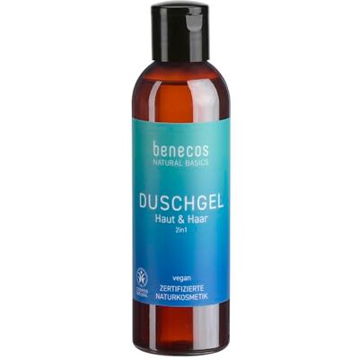 benecos Natural Basics 2-in-1 douchegel voor huid en haar, 200 ml, veganistisch benecos Natural Basics 2-in-1 douchegel voor huid en haar, 200 ml, veganistisch