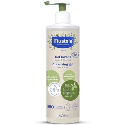 Mustela Veganistische reinigingsgel met olijfolie, aloë vera en glycerine, lichaam en haar, baby, het hele gezin, reinigt zacht zonder uit te drogen, 99% ingrediënten van natuurlijke oorsprong (400 ml) Mustela Veganistische reinigingsgel met olijfolie, aloë vera en glycerine, lichaam en haar, baby, het hele gezin, reinigt zacht zonder uit te drogen, 99% ingrediënten van natuurlijke oorsprong (400 ml)