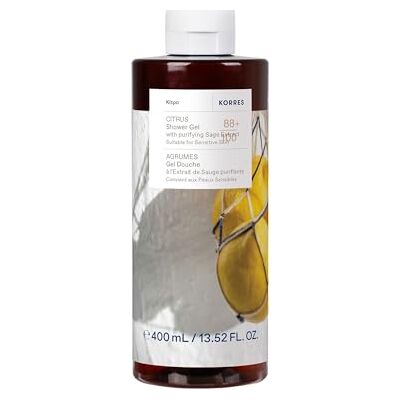 KORRES CITRUS Douchegel met reinigend salie-extract, frisse citroen en bergamot, dermatologisch getest, veganistisch, zonder siliconen en parabenen, 400 ml KORRES CITRUS Douchegel met reinigend salie-extract, frisse citroen en bergamot, dermatologisch getest, veganistisch, zonder siliconen en parabenen, 400 ml