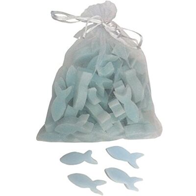 Florex 50 mini-schapenmelkzeep in de vorm van mini-vissen in organza zakje voor gasten (vergeet-mij-nietjes) Florex 50 mini-schapenmelkzeep in de vorm van mini-vissen in organza zakje voor gasten (vergeet-mij-nietjes)