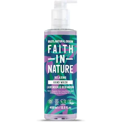 FAITH IN NATURE Natuurlijk met lavendel en geranium handreiniger, voedend, veganistisch en diervriendelijk, zonder parabenen en SLS, 400 ml FAITH IN NATURE Natuurlijk met lavendel en geranium handreiniger, voedend, veganistisch en diervriendelijk, zonder parabenen en SLS, 400 ml