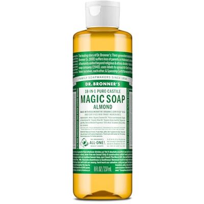 Dr. Bronner's Pure Castille Bio Amandel Vloeibare Zeep, 237 ml Dr. Bronner's Pure Castille Bio Amandel Vloeibare Zeep, 237 ml