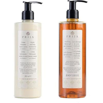 Prija Hand- en lichaamscrème + haar en lichaam revitaliserende ginseng 2 x 380 ml zeep wellness spa douchegel bodylotion hydraterende lotion vitamine E en sheaboter (1) Prija Hand- en lichaamscrème + haar en lichaam revitaliserende ginseng 2 x 380 ml zeep wellness spa douchegel bodylotion hydraterende lotion vitamine E en sheaboter (1)