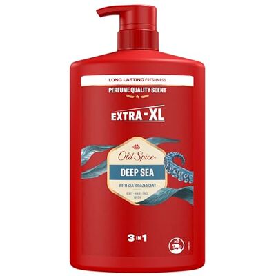 Old Spice Deep Sea 3-in-1 douchegel en shampoo voor mannen, 1 liter, frisse en langdurige geur in geurkwaliteit, grondige reiniging voor haar en gezicht, zacht huidgevoel Old Spice Deep Sea 3-in-1 douchegel en shampoo voor mannen, 1 liter, frisse en langdurige geur in geurkwaliteit, grondige reiniging voor haar en gezicht, zacht huidgevoel