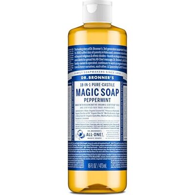 Dr. Bronner's Dr. Bronners Magische zeep Organic Peppermint Castille vloeibare zeep Dr Bronners 16 oz Dr. Bronner's Dr. Bronners Magische zeep Organic Peppermint Castille vloeibare zeep Dr Bronners 16 oz