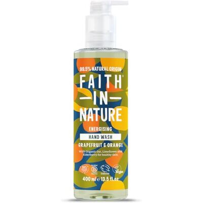 FAITH IN NATURE Natuurlijke grapefruit en sinaasappel handreiniger, verkwikkend, veganistisch en diervriendelijk, zonder parabenen en SLS, 400 ml FAITH IN NATURE Natuurlijke grapefruit en sinaasappel handreiniger, verkwikkend, veganistisch en diervriendelijk, zonder parabenen en SLS, 400 ml