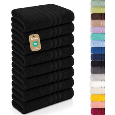 Lavea ® 8 badhanddoeken, 50 x 100 cm, zwart 100% katoen – zachte en absorberende handdoeken voor badkamer, huis, hotel en spa Lavea ® 8 badhanddoeken, 50 x 100 cm, zwart 100% katoen – zachte en absorberende handdoeken voor badkamer, huis, hotel en spa