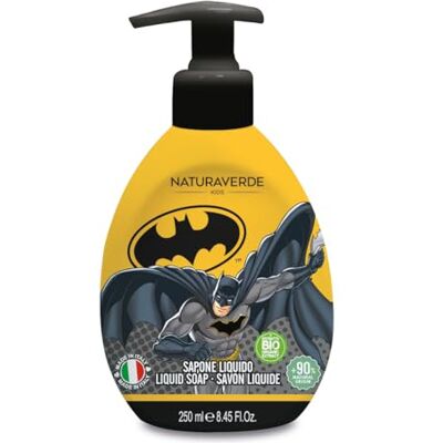 Naturaverde Kids Warner Bros Batman Vloeibare kinderzeep, kinderzeep, met groene thee-extract, biologische handzeep, 250 ml Naturaverde Kids Warner Bros Batman Vloeibare kinderzeep, kinderzeep, met groene thee-extract, biologische handzeep, 250 ml