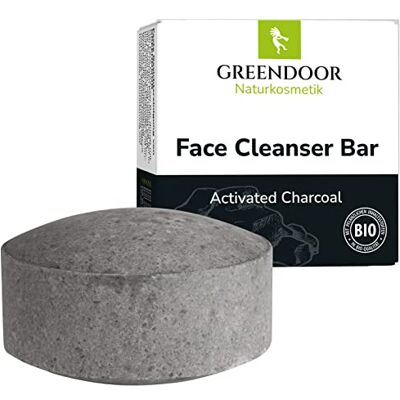 GREENDOOR Vaste gezichtsreiniger met actieve kool tegen puistjes, 57 g, voor onzuivere huid, gemengde huid, vette huid, natuurlijke formule zonder zeep, plasticvrij, met aloë vera GREENDOOR Vaste gezichtsreiniger met actieve kool tegen puistjes, 57 g, voor onzuivere huid, gemengde huid, vette huid, natuurlijke formule zonder zeep, plasticvrij, met aloë vera