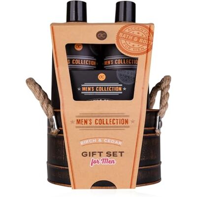 accentra Cadeauset voor mannen in metalen emmer met douchegel 300 ml, shampoo 300 ml, zeep 100 g, netspons 15 g, geur: berk en ceder bruin accentra Cadeauset voor mannen in metalen emmer met douchegel 300 ml, shampoo 300 ml, zeep 100 g, netspons 15 g, geur: berk en ceder bruin