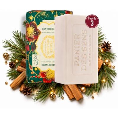 Panier des Sens Stevige zeep van kostbaar hout, 3 x 200 g, kerstcollectie, extra zachte zeep met shea, 98% ingrediënten van natuurlijke oorsprong, handen en lichaam, kerstcadeau Panier des Sens Stevige zeep van kostbaar hout, 3 x 200 g, kerstcollectie, extra zachte zeep met shea, 98% ingrediënten van natuurlijke oorsprong, handen en lichaam, kerstcadeau