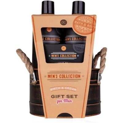 accentra Cadeauset voor mannen in metalen emmer met douchegel 300 ml, shampoo 300 ml, zeep 100 g, netspons 15 g, geur: berk en ceder bruin accentra Cadeauset voor mannen in metalen emmer met douchegel 300 ml, shampoo 300 ml, zeep 100 g, netspons 15 g, geur: berk en ceder bruin