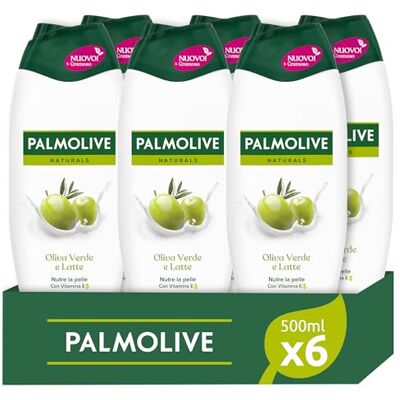 Palmolive Naturals schuimbad olijfgroen en hydraterende melk, 6 x 500 ml, hydrateert alle huidtypes, laat de huid zacht achter, dermatologisch geteste douchegel, delicate formule Palmolive Naturals schuimbad olijfgroen en hydraterende melk, 6 x 500 ml, hydrateert alle huidtypes, laat de huid zacht achter, dermatologisch geteste douchegel, delicate formule