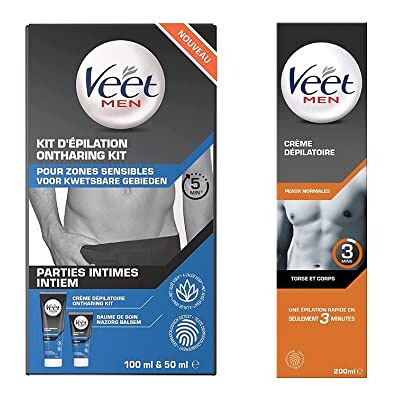 Veet Men Set van 1 ontharingsset Parties Intimes – ontharingscrème 100 ml en verzorgende balsem 50 ml – 1 ontharingscrème voor de normale huid 200 ml Veet Men Set van 1 ontharingsset Parties Intimes – ontharingscrème 100 ml en verzorgende balsem 50 ml – 1 ontharingscrème voor de normale huid 200 ml