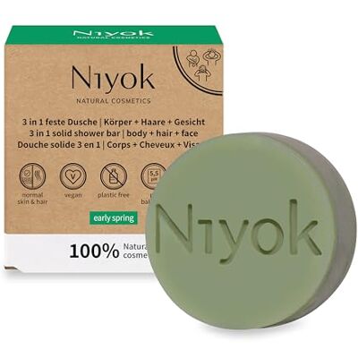 Niyok 3-in-1 vaste doucheshampoo vaste douchegel gezichtsreiniging veganistisch plasticvrij normaal haar voor fijn als huidneutrale zeep pH 5,5 natuurlijke cosmetica Early Spring (80 g) Niyok 3-in-1 vaste doucheshampoo vaste douchegel gezichtsreiniging veganistisch plasticvrij normaal haar voor fijn als huidneutrale zeep pH 5,5 natuurlijke cosmetica Early Spring (80 g)