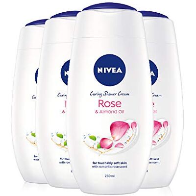 NIVEA douchecrème, rozenolie, amandelolie, 250 ml, 4 stuks NIVEA douchecrème, rozenolie, amandelolie, 250 ml, 4 stuks