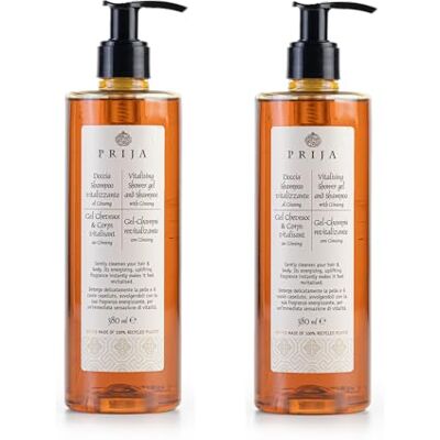 Prija Vitalising 2-in-1 douchegel en shampoo met ginseng, 2 x 380 ml Prija Vitalising 2-in-1 douchegel en shampoo met ginseng, 2 x 380 ml