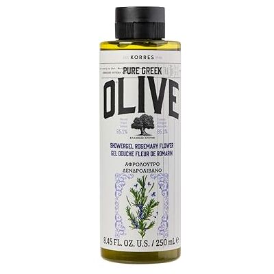 KORRES Olive Rosemary Flower Douchegel voor vrouwen en mannen, behoudt het vocht van de huid en reinigt zacht, met extra vierge olijfolie, dermatologisch getest en veganistisch, 250 ml KORRES Olive Rosemary Flower Douchegel voor vrouwen en mannen, behoudt het vocht van de huid en reinigt zacht, met extra vierge olijfolie, dermatologisch getest en veganistisch, 250 ml