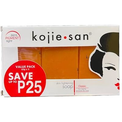 Kojie San Skin Lightening Kojic Acid Soap 3 Bars 100g Fades Age Spots, Freckles, and Other Signs of Sun Damage and Heals Acne Blemishes and Erases Red Marks and Scars by (5) Kojie San Skin Lightening Kojic Acid Soap 3 Bars 100g Fades Age Spots, Freckles, and Other Signs of Sun Damage and Heals Acne Blemishes and Erases Red Marks and Scars by (5)