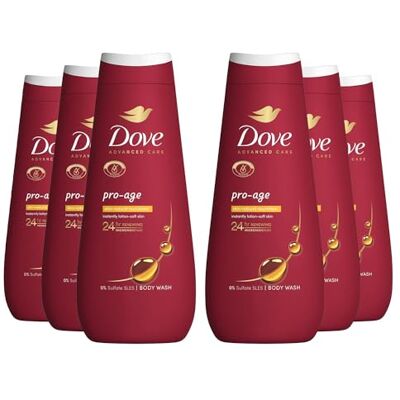 Dove Advanced Care Pro-Age verzorgende douchegel, transformeert zelfs de droogste en rijpe huid, 6 x 400 ml, voordeelverpakking Dove Advanced Care Pro-Age verzorgende douchegel, transformeert zelfs de droogste en rijpe huid, 6 x 400 ml, voordeelverpakking