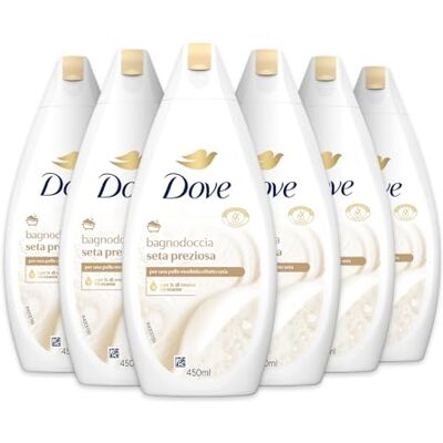 Dove Seta Preziosa Douchegel, 6 stuks, 450 ml, formule met dermo-natuurlijke vochtinbrengende crème, met 1/4 vochtinbrengende crème, dermatologisch getest, voor mannen en vrouwen, 100% gerecycled* Dove Seta Preziosa Douchegel, 6 stuks, 450 ml, formule met dermo-natuurlijke vochtinbrengende crème, met 1/4 vochtinbrengende crème, dermatologisch getest, voor mannen en vrouwen, 100% gerecycled*